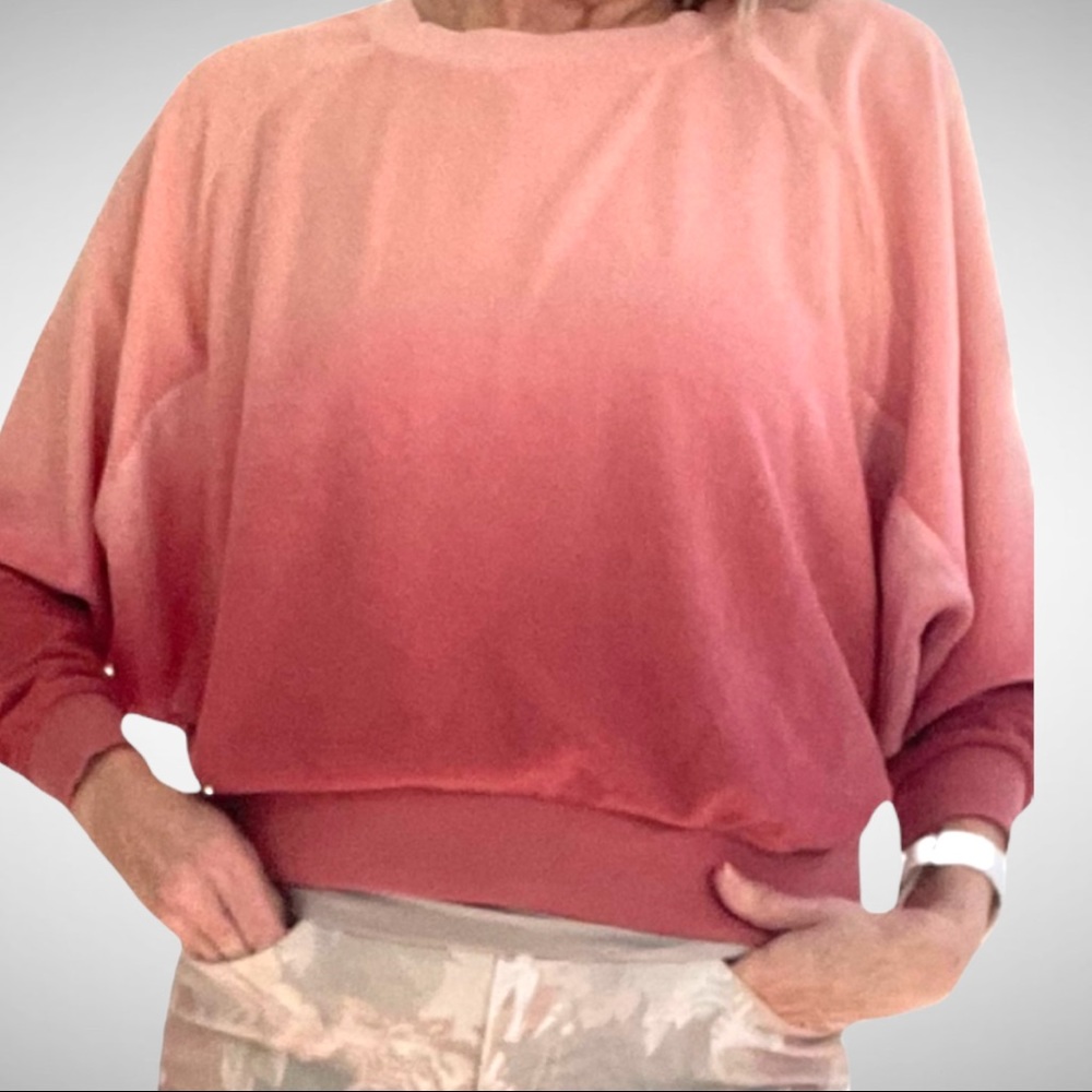 Young Fabulous and Broke Rose Ombré Sweatshirt with Bat Wings size XS